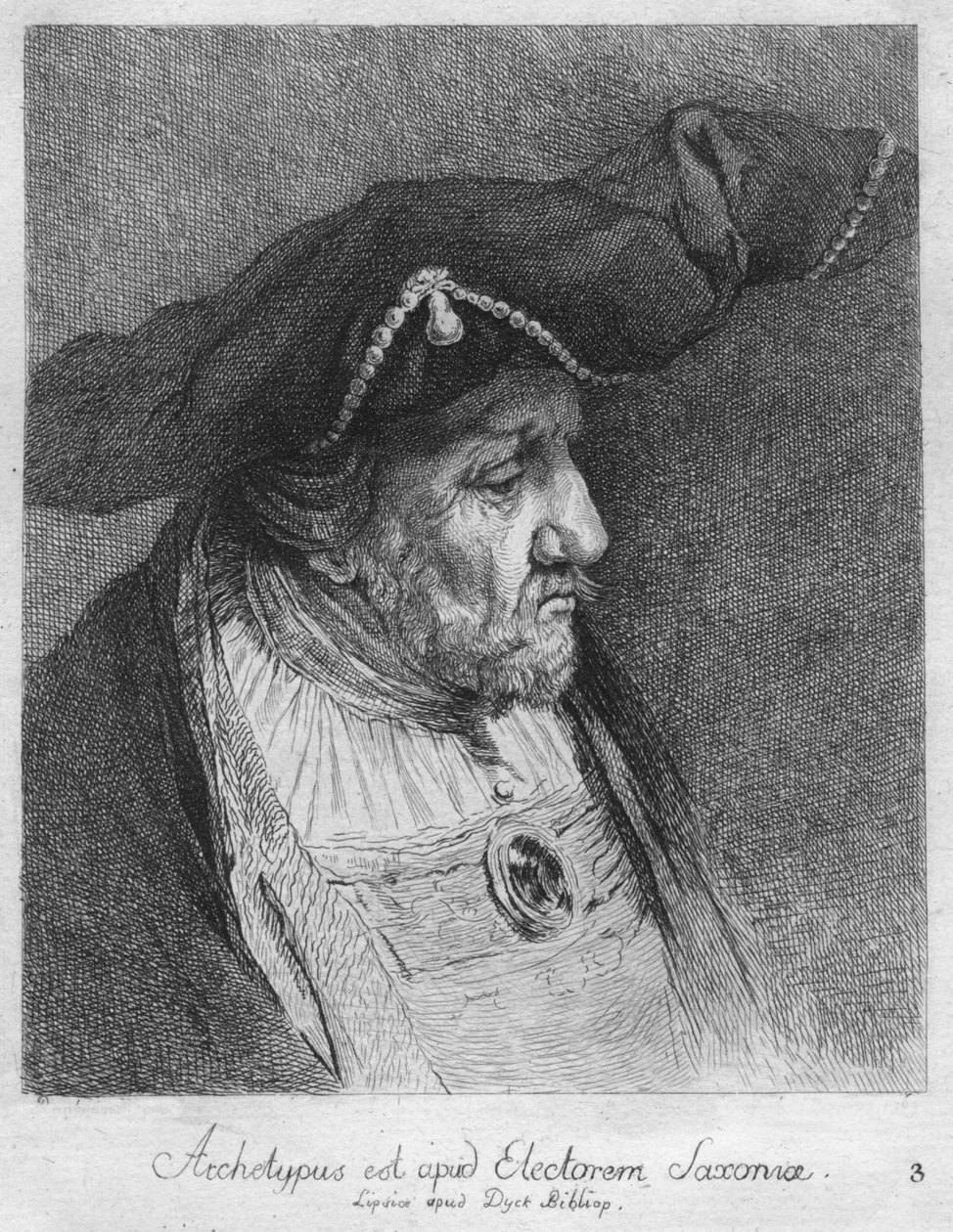 Han er arketypen til kurfyrsten av Sachsen. Lipsice i Duck Bibliop, 1769 av Christian Gottfried Schultze