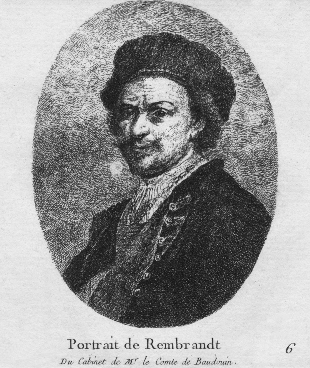Portrett av Rembrandt - Fra kabinettet til Mr. le Comte de Baudouin, c1770 av Christian Gottfried Schultze