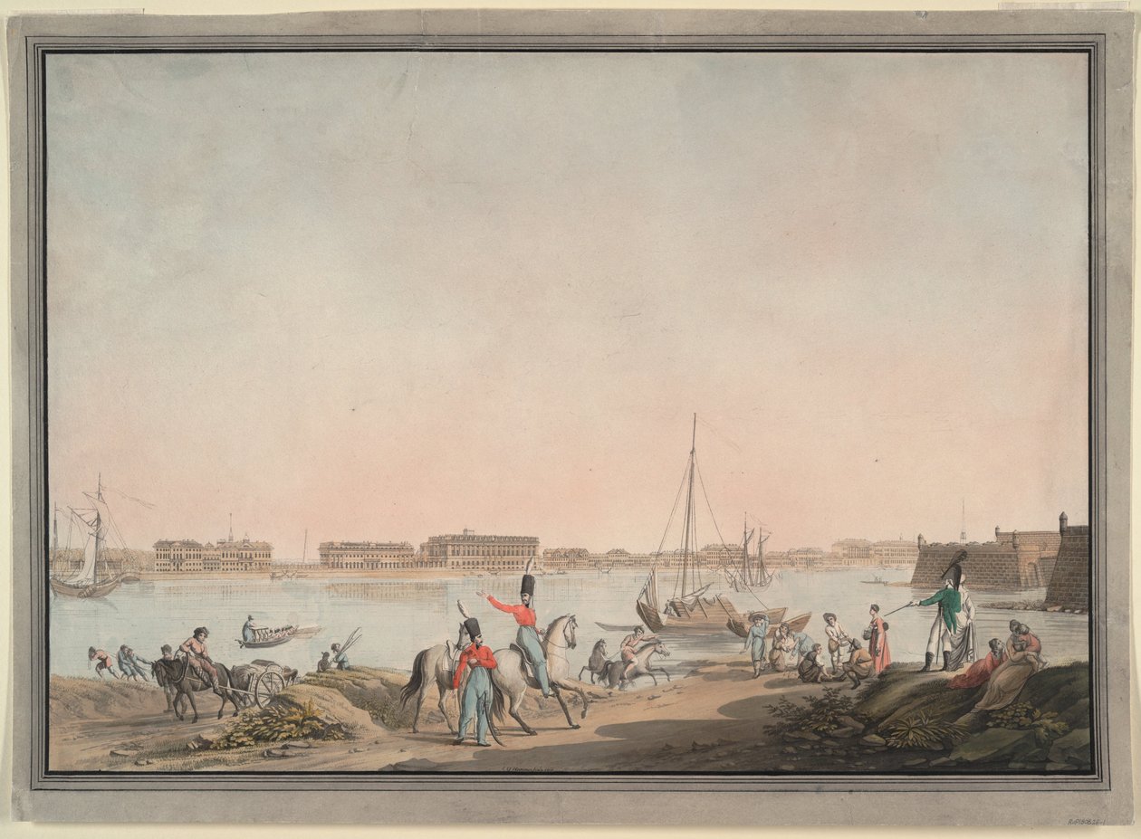 Utsikt over St. Petersburg fra Neva, 1808 av Christian Gottlieb Hammer