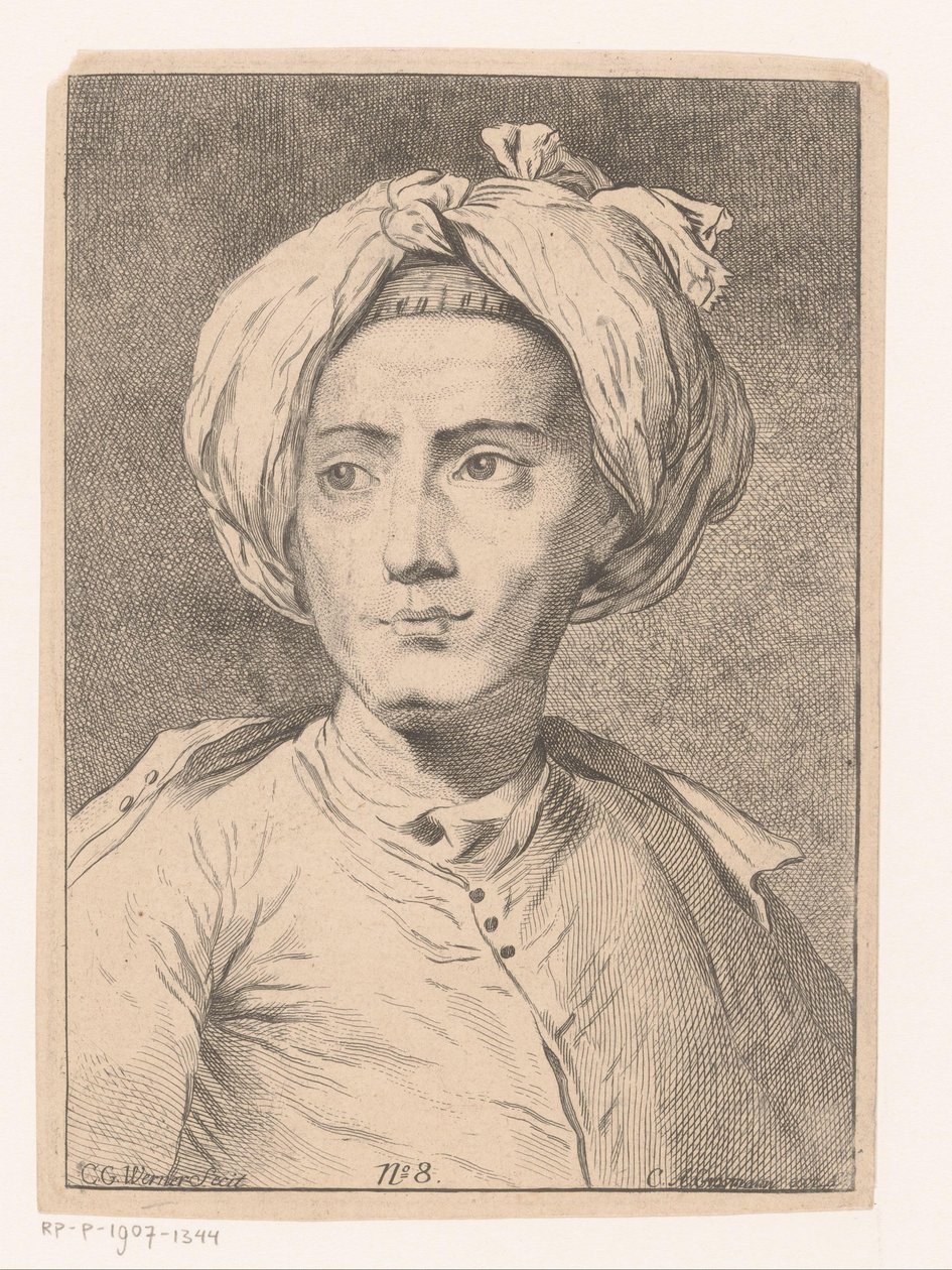 Portrett av en mann, muligens et selvportrett av Christian Gottlieb Werner av Christian Gottlieb Werner (prentmaker)