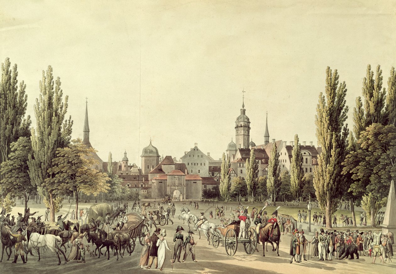 Utsikt over Leipzig fra Grimma-porten av Christian Gottlob Hammer