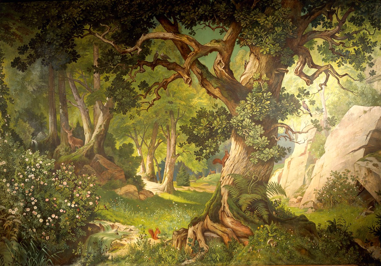Hagen til magikeren Klingsor, fra Parzival-syklusen, Great Music Room, ca. 1883-84 (veggmaleri) av Christian Jank