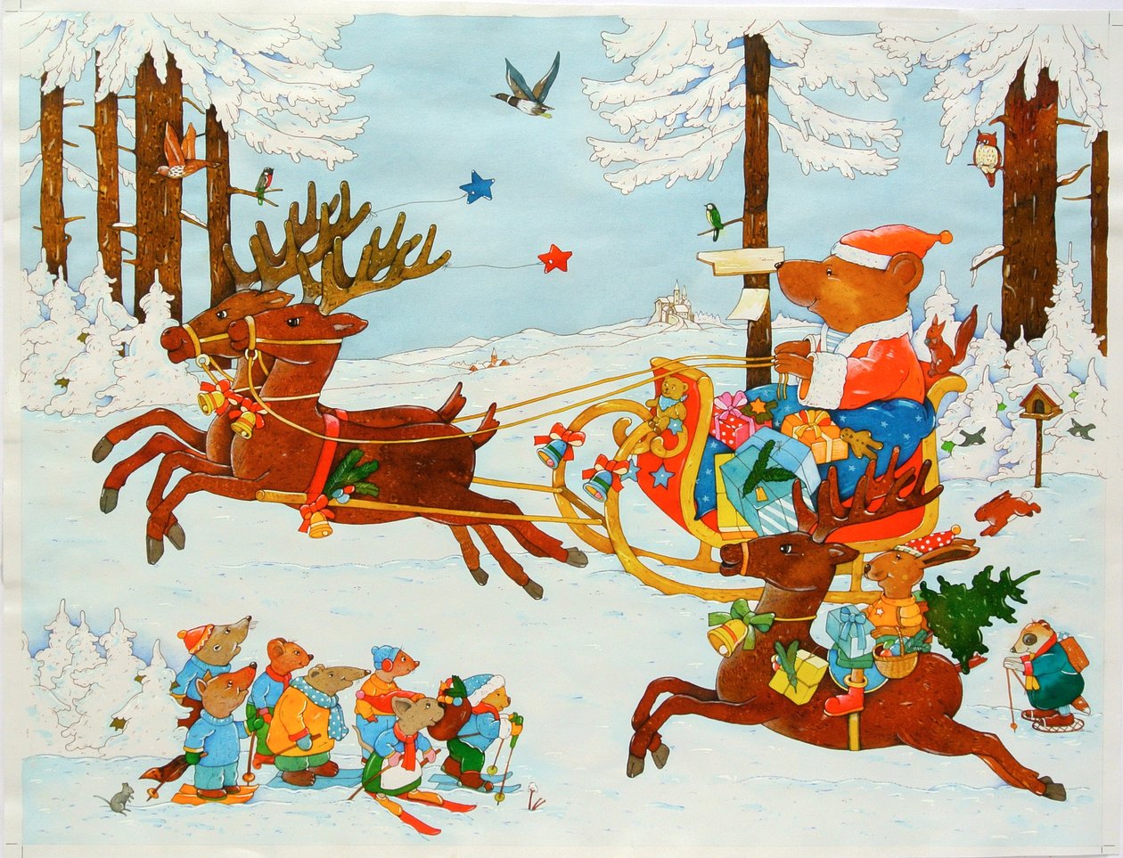Julebjørn, 2011 (akvarell på papir) av Christian Kaempf