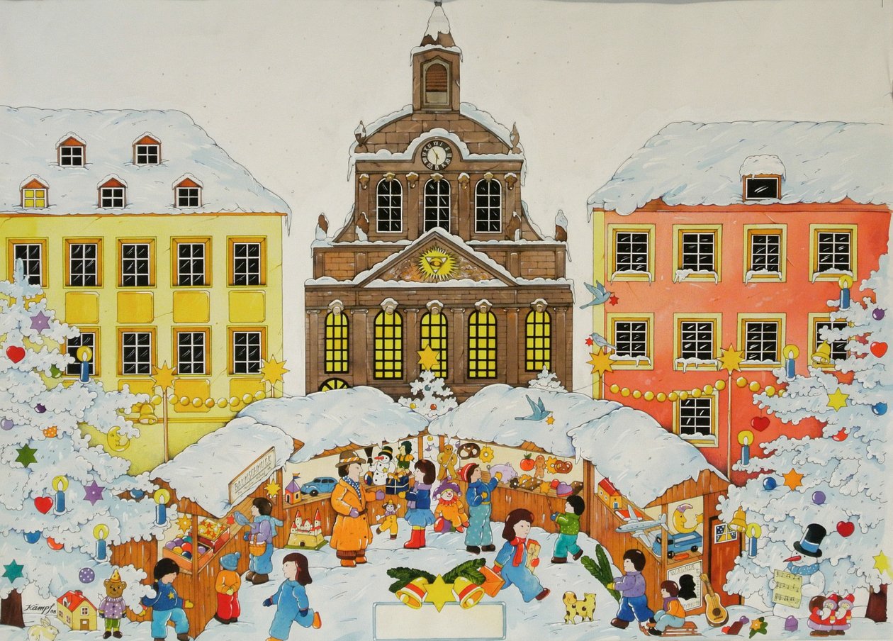 Julemarked, 2001 (akvarell på papir) av Christian Kaempf
