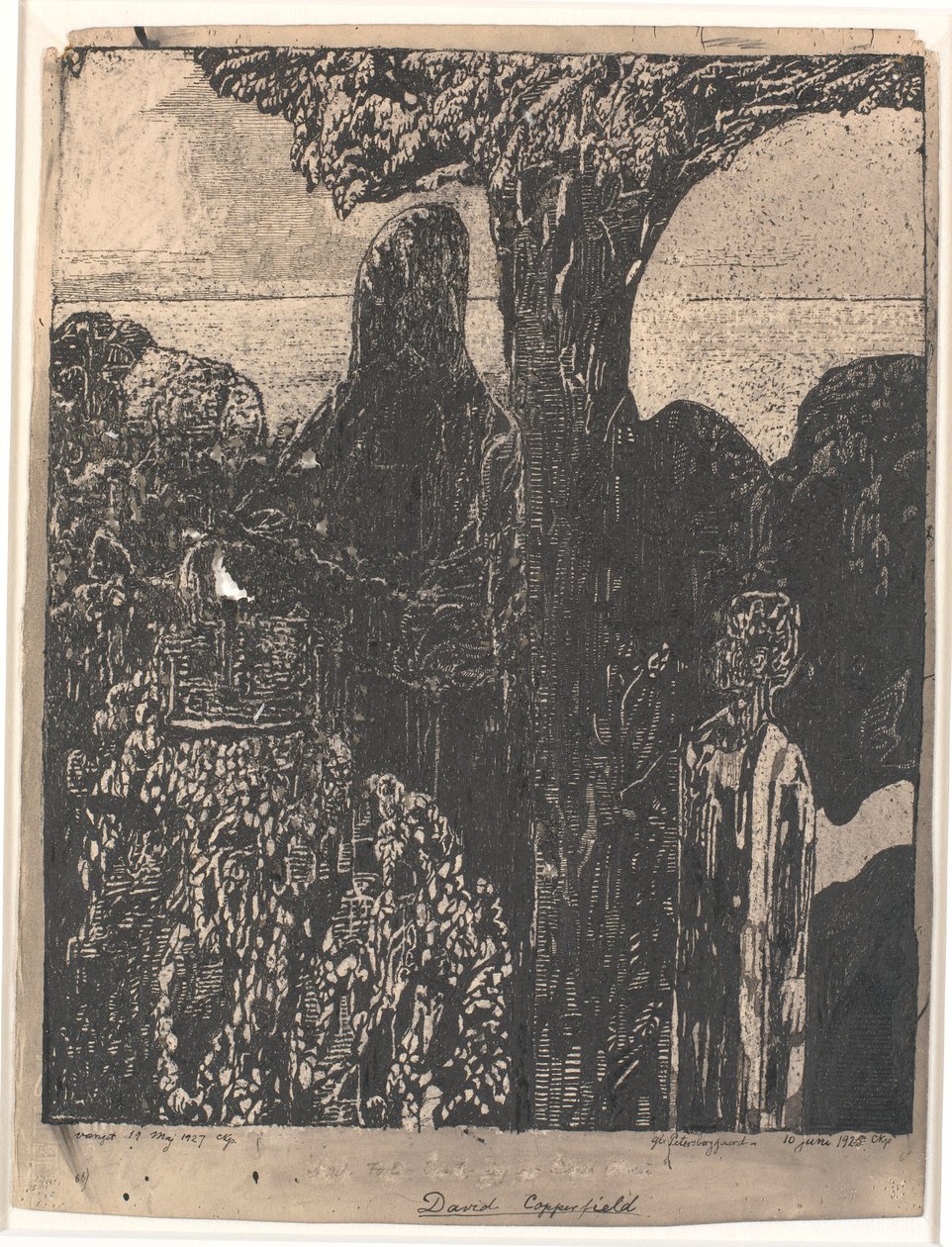Besøker tanten, frøken Betsey Trotwood, Dover. av Christian Kongstad Petersen