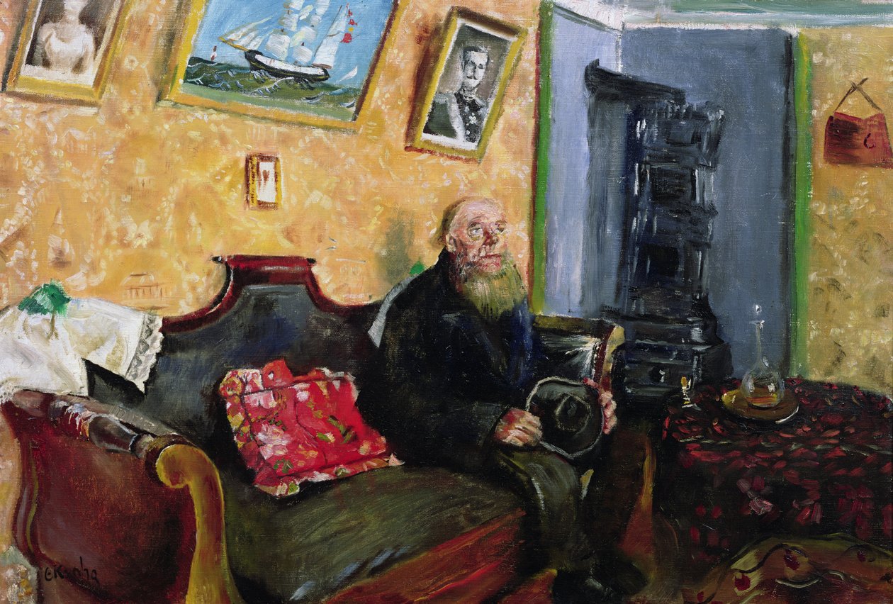 Et kondolansebesøk (olje på lerret) av Christian Krohg