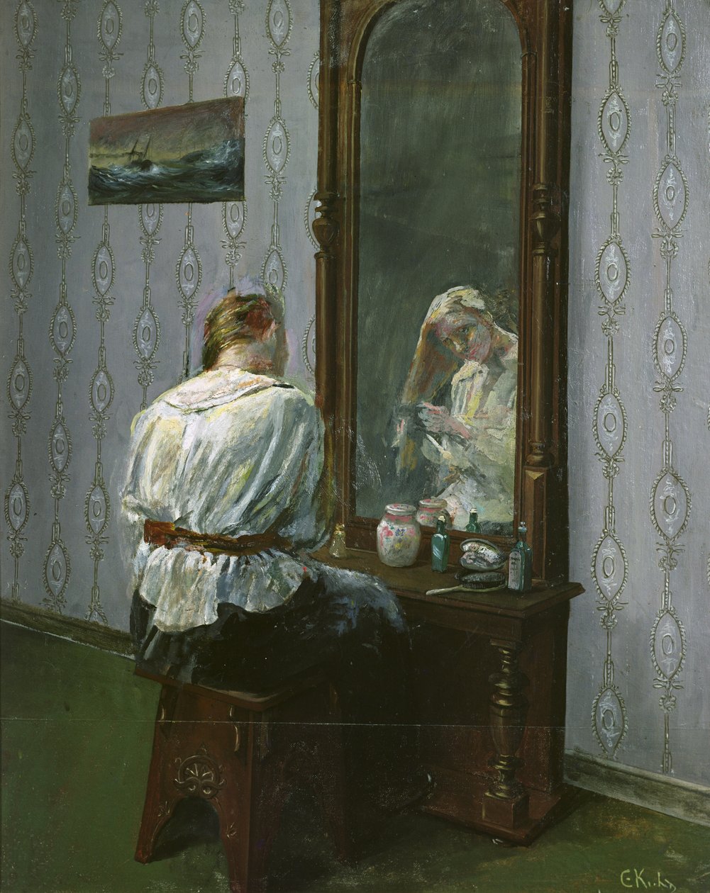 Foran speilet (olje på lerret) av Christian Krohg