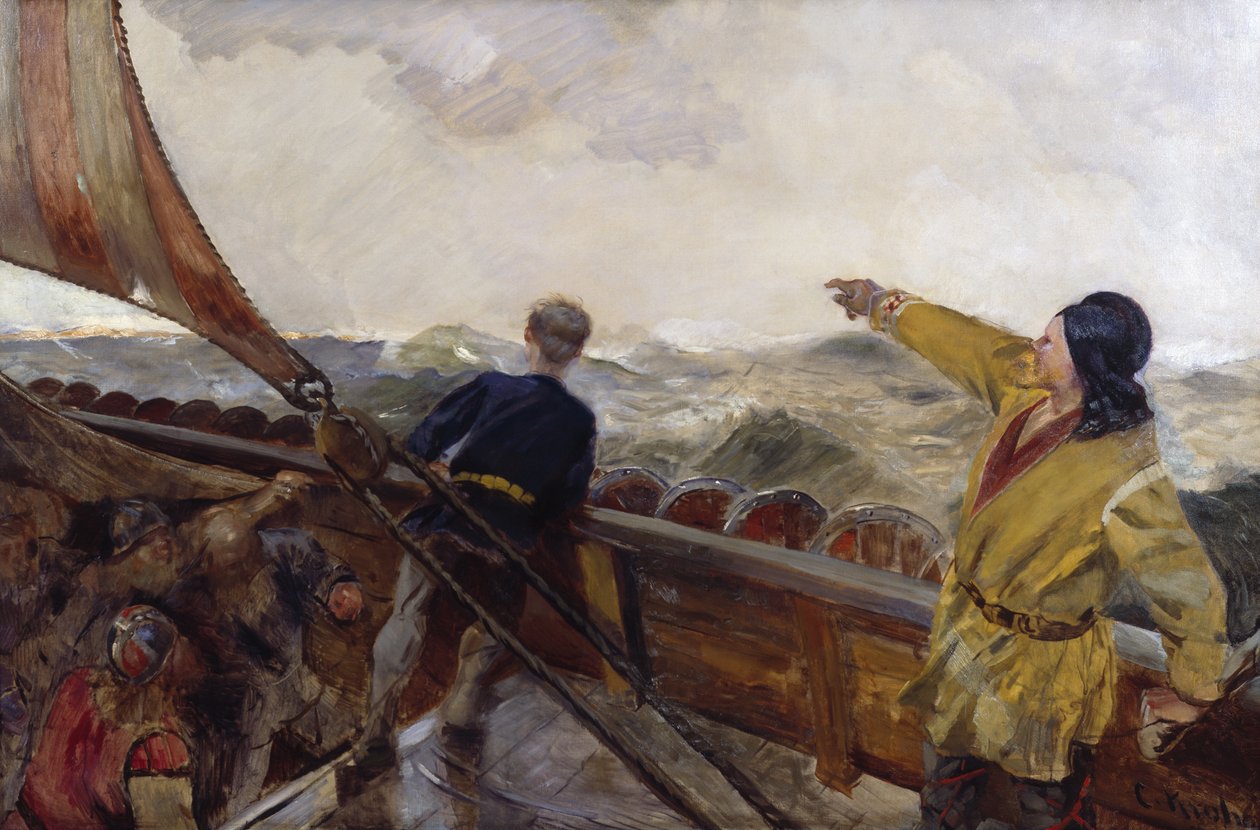 Leif Erikson oppdager Amerika av Christian Krohg