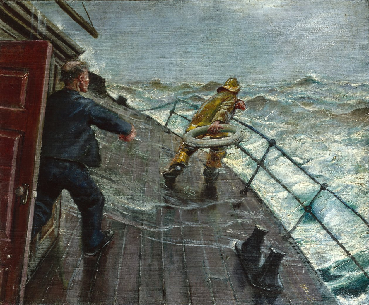 Mann over bord (olje på lerret) av Christian Krohg