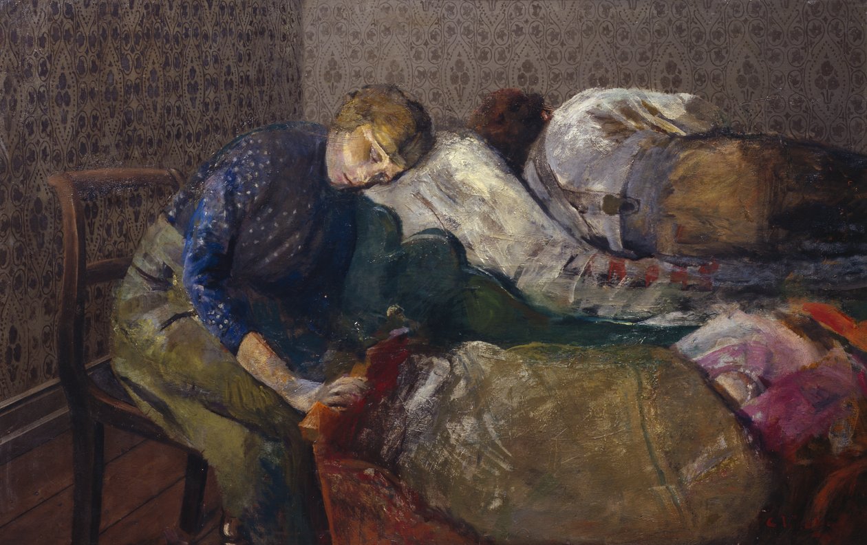 Sleeping Fisherman, Skagen (olje på lerret) av Christian Krohg