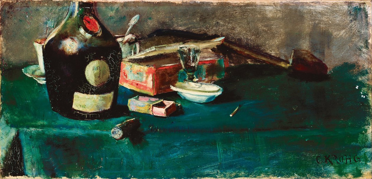 Stilleben med D.O.M. flaske av Christian Krohg