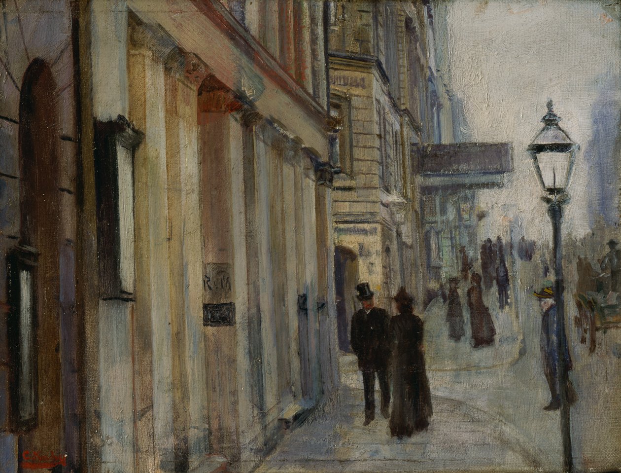 Hjørnet Karl Johan gate og Dronningen gate av Christian Krohg