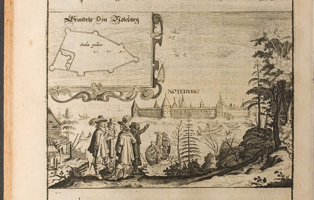 Nöteborg Illustrasjon fra Reiser til den store hertugen av Muscovy og kongen av Persia av Adam Ol av Christian Lorenzen Rothgiesser