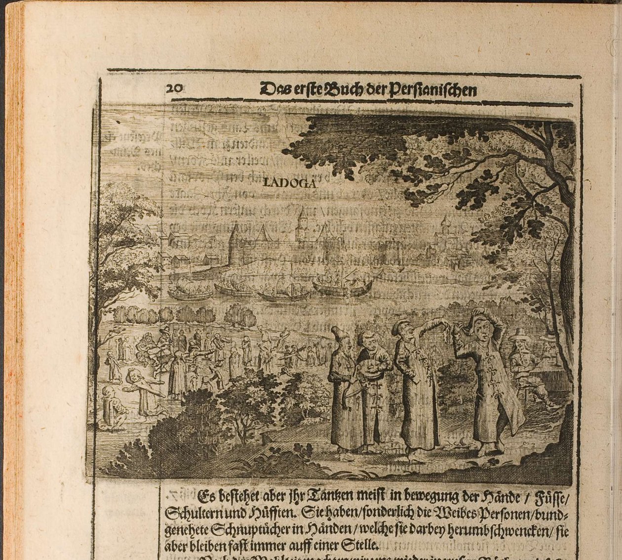 Festningen Staraya Ladoga Illustrasjon fra reiser til den store hertugen av Muscovy og kongen av Christian Lorenzen Rothgiesser