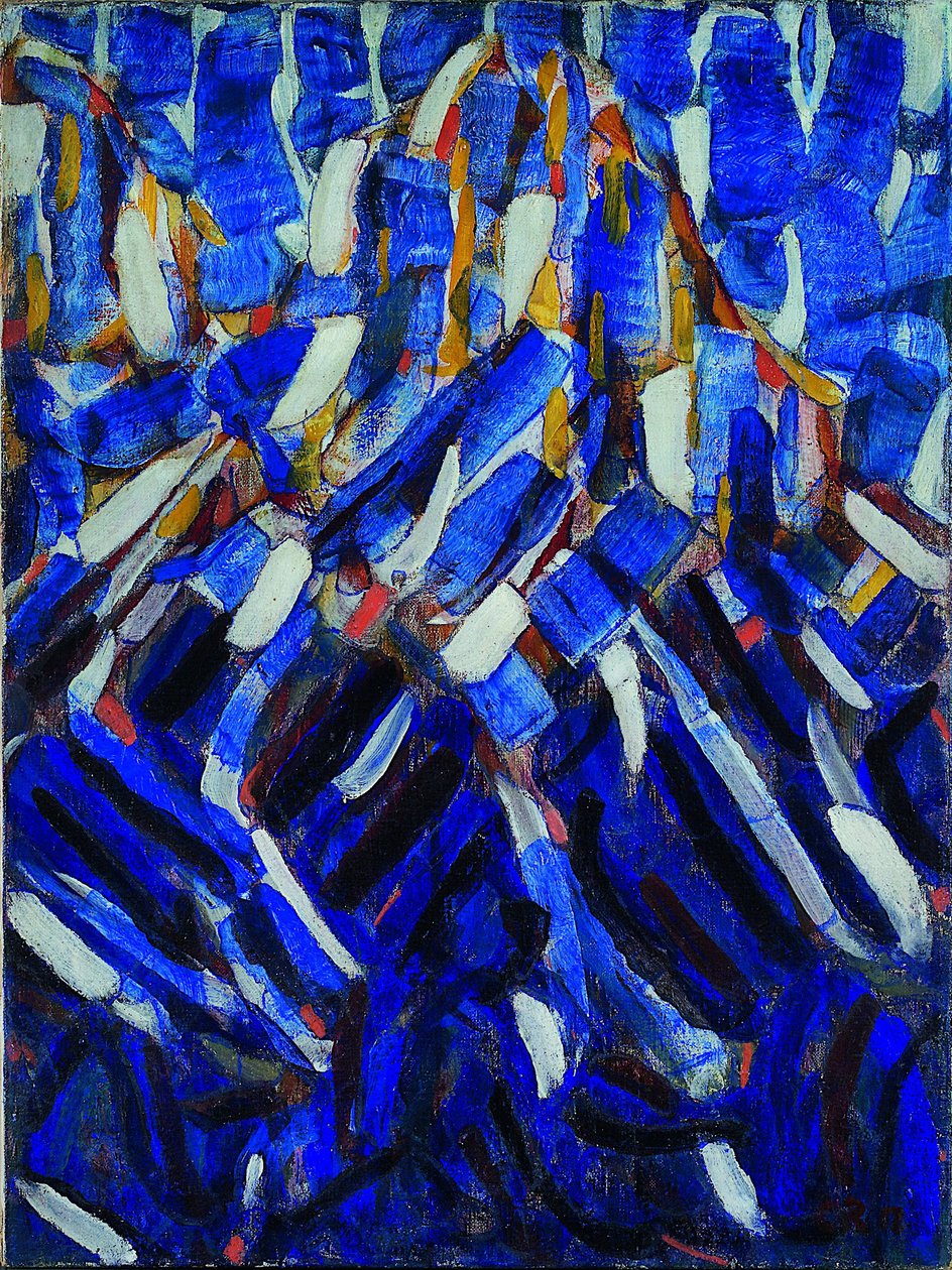 Abstraksjon det blå fjellet, 1912 av Christian Rohlfs