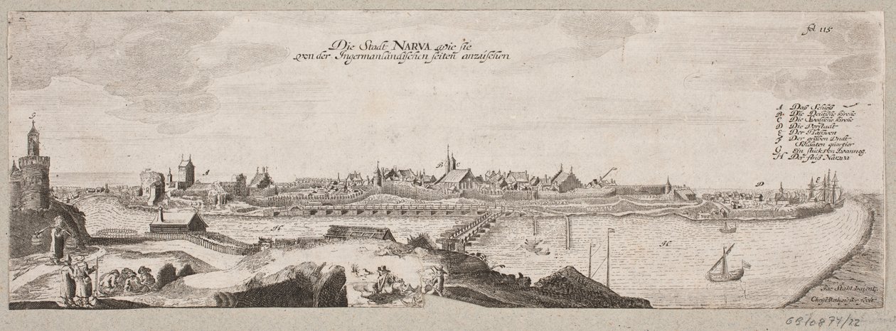 Prospekt av Narva sett fra elven av Christian Rothgiesser