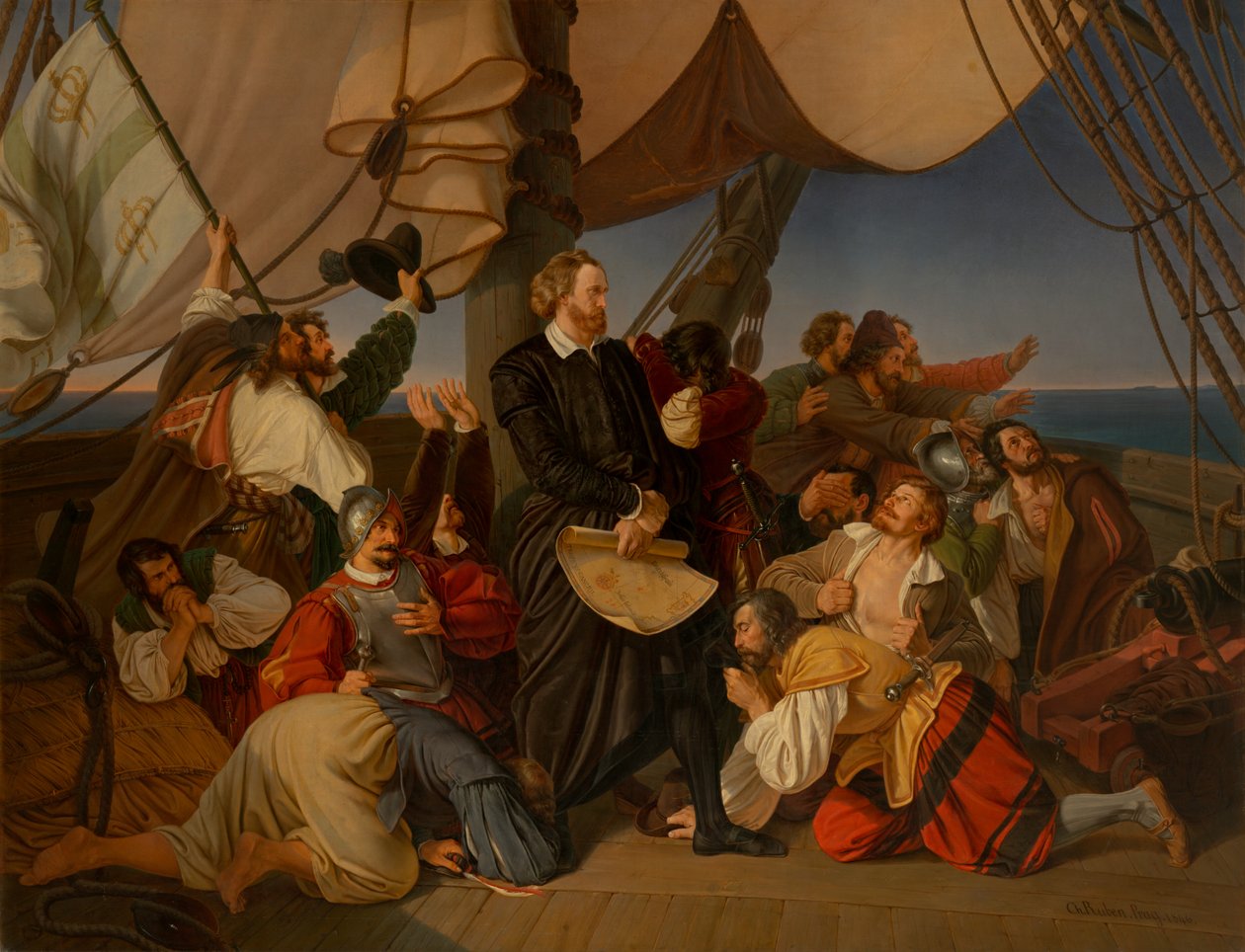 Columbus oppdager kysten av Amerika, 1846 av Christian Ruben