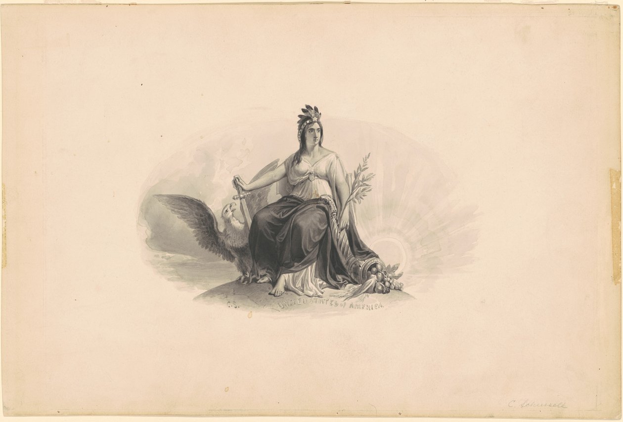 Design for et emblem fra USA av Christian Schussele