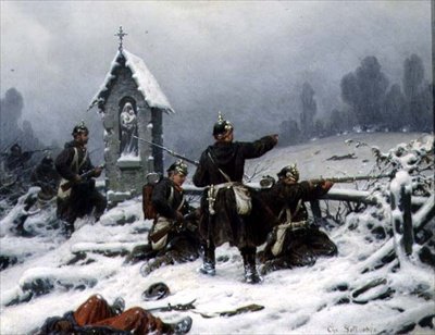 Winter trefning ved en helligdom, 1846 av Christian Sell
