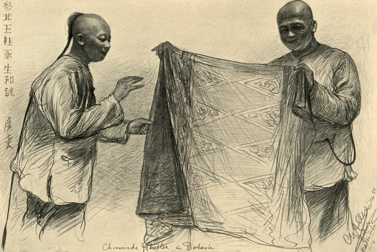 Kinesiske kjøpmenn i Batavia, Nederlandsk Øst-India, 1898. av Christian Wilhelm Allers