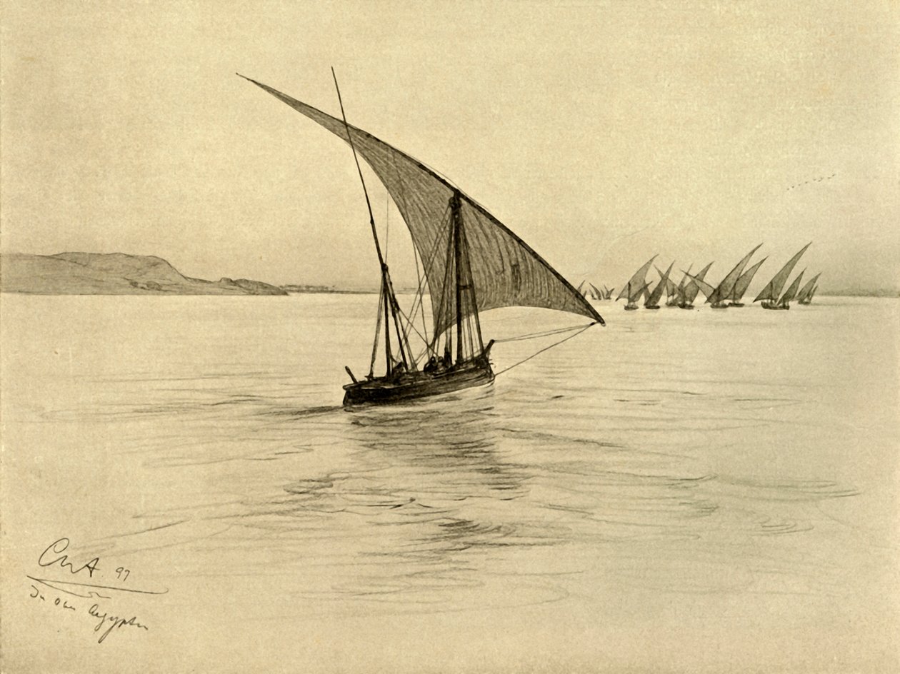 Feluccas on the River Nile, Cairo, Egypt, 1898.     1181116   no       norwegian Successfully Translated  Original: Portrait de Henri Fourcade (Monsieur Henri Fourcade au bal Translat: Portrait de Henri Fourcade (Monsieur Henri Fourcade au bal 1209784 no n av Christian Wilhelm Allers