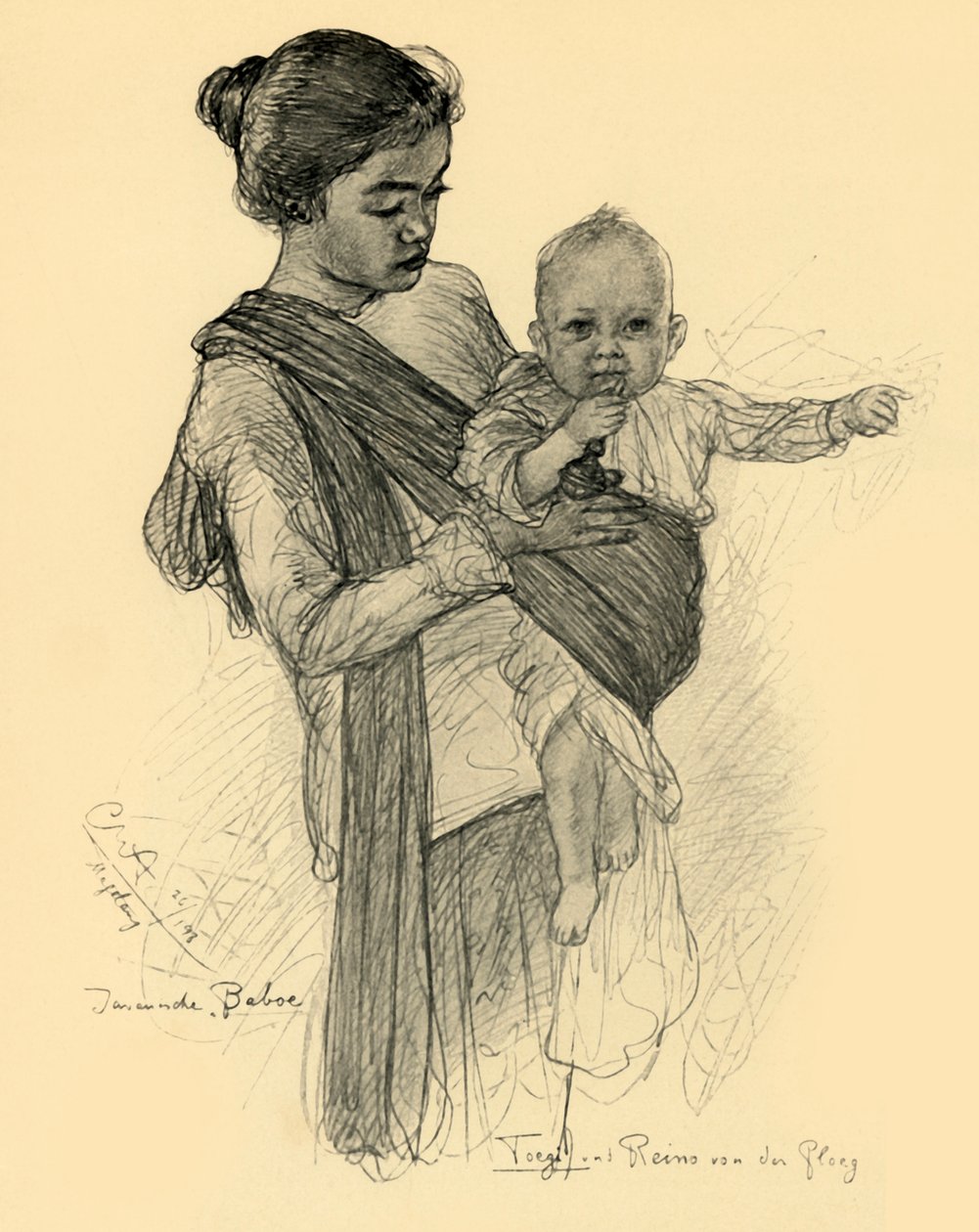 Javanesisk barnepike med europeisk baby, Magalang, 1898. av Christian Wilhelm Allers