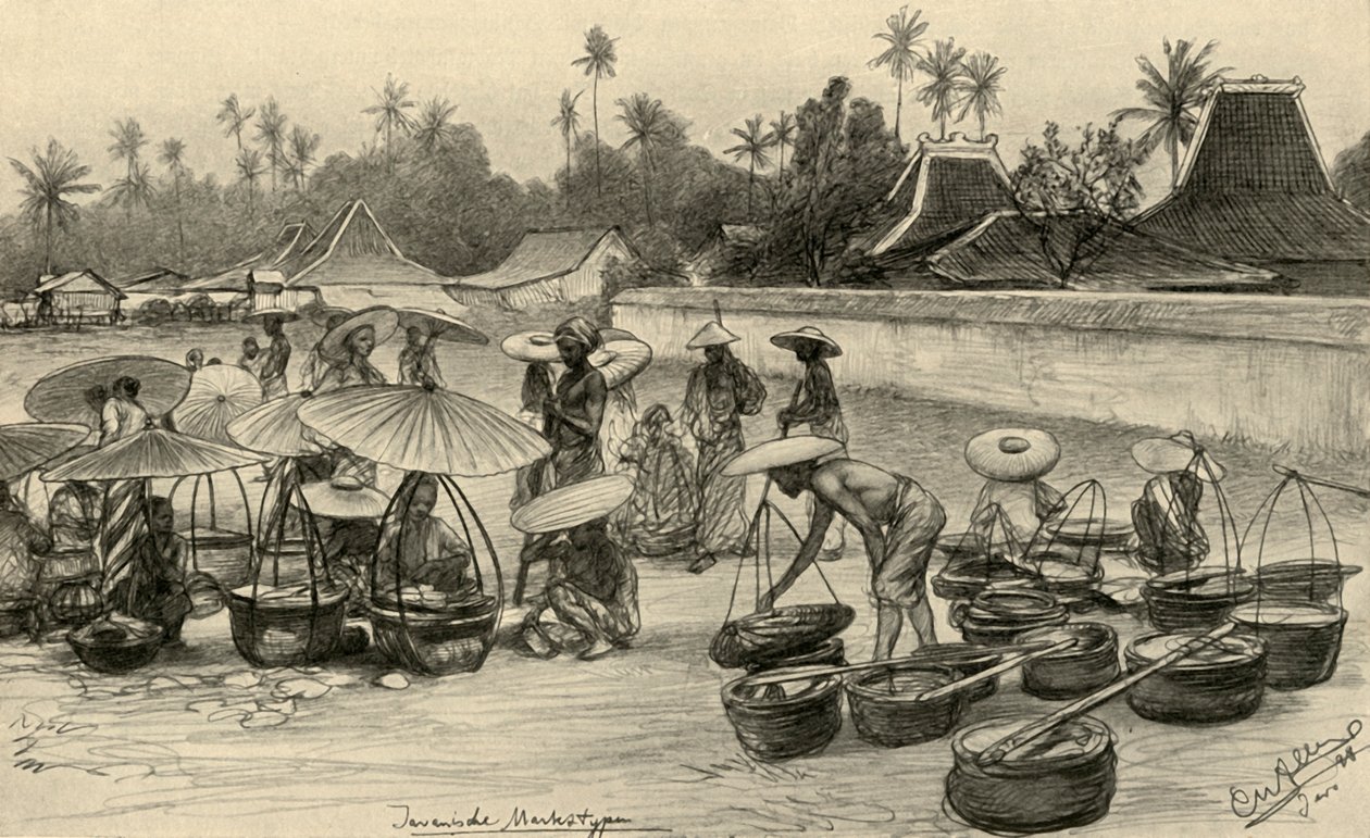 Markedsscene, Java, 1898. av Christian Wilhelm Allers