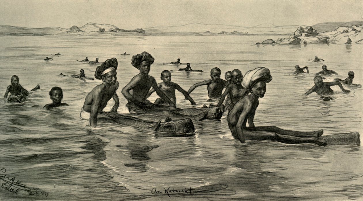 Menn i Nilen ved den første katarakten, Egypt, 1898. av Christian Wilhelm Allers