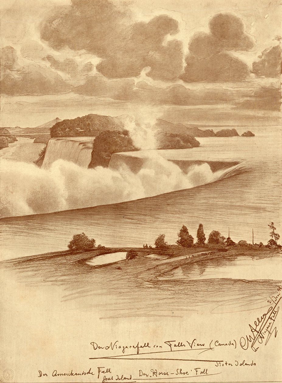 Niagara Falls fra Falls View, Canada, 1898. av Christian Wilhelm Allers