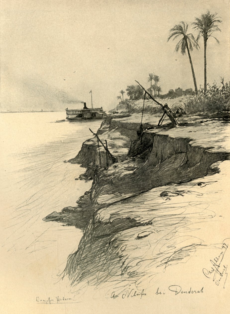 På bredden av Nilen ved Dendera, Egypt, 1898. av Christian Wilhelm Allers