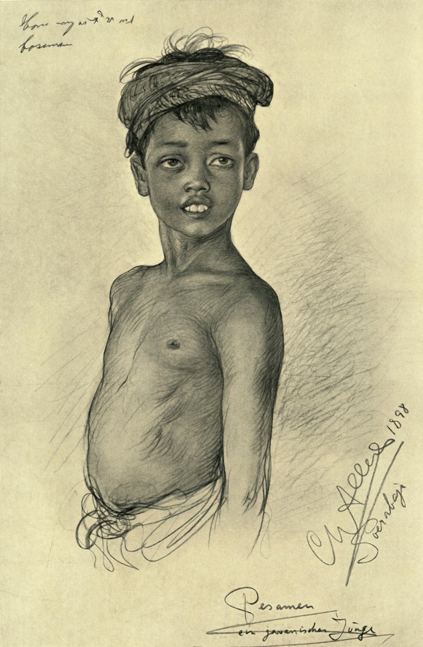 Pesamen - en javanesisk gutt fra Surubaya, Java, 1898. av Christian Wilhelm Allers