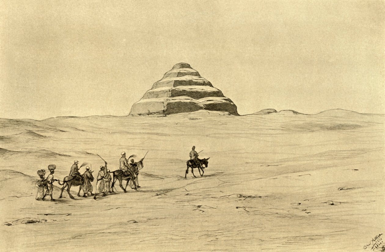 Pyramid of Djoser ved Saqqara, nær Kairo, Egypt, 1898. av Christian Wilhelm Allers