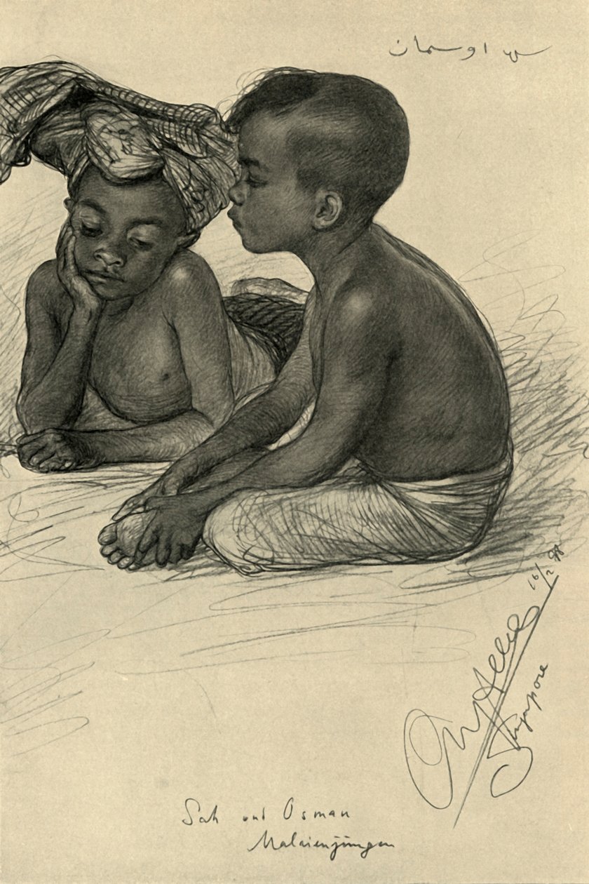 Sah og Osman, malaysiske gutter, Singapore, 1898. av Christian Wilhelm Allers