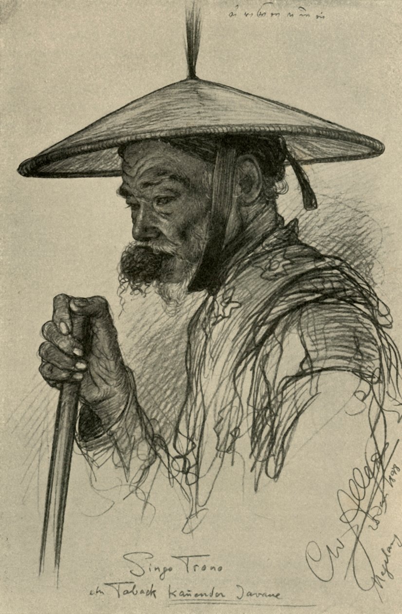 Singo Trono - mann som tygger tobakk, Magelang, Java, 1898. av Christian Wilhelm Allers