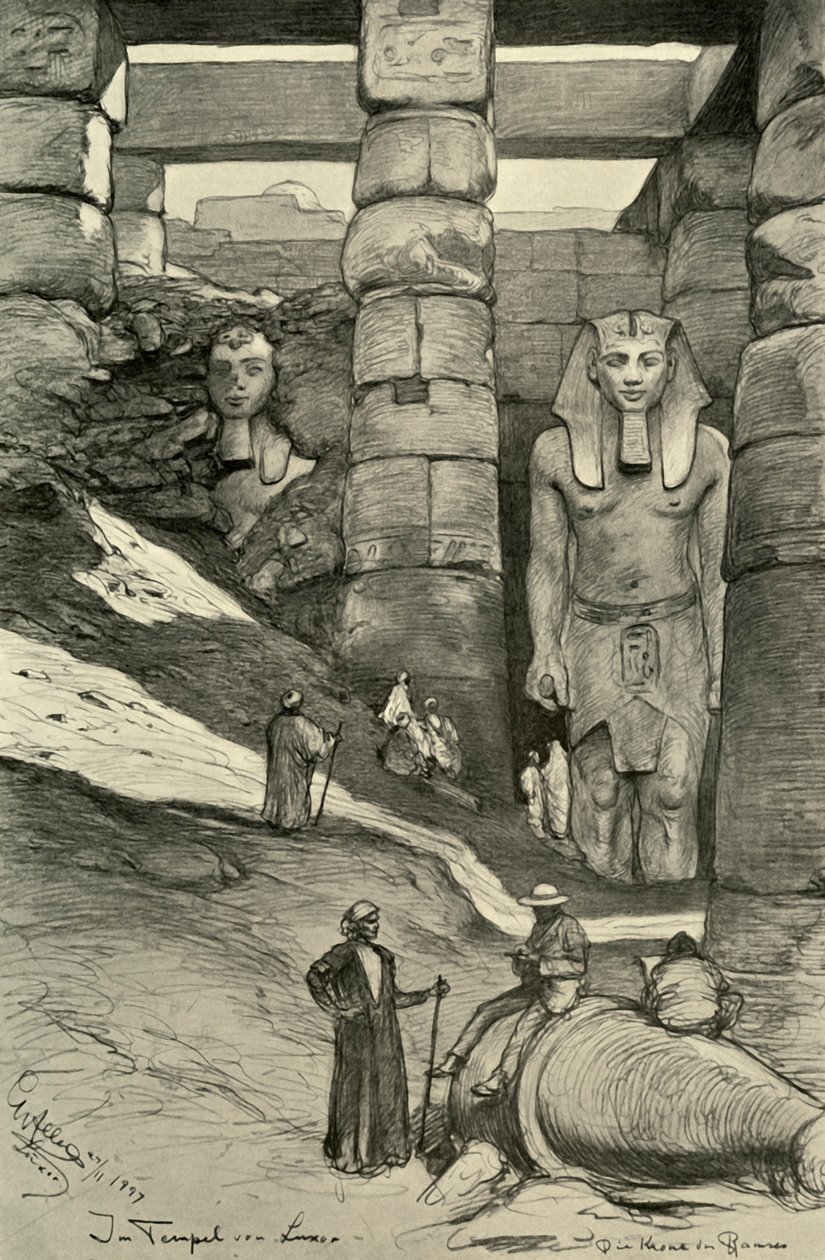 Statuer i Luxor-tempelet, Egypt, 1898. av Christian Wilhelm Allers