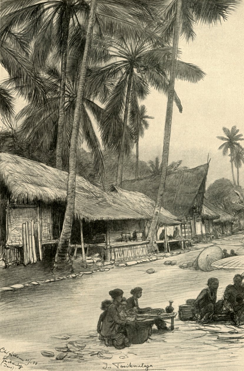 Gatebilde i Tasikmalaya, Java, 1898. av Christian Wilhelm Allers