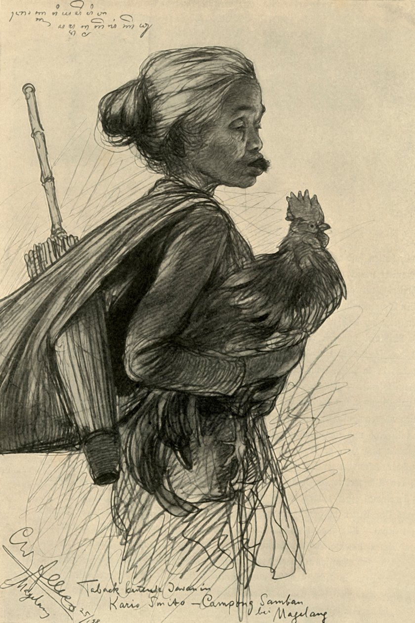 Kvinne som tygger tobakk, Magelang, Java, 1898. av Christian Wilhelm Allers