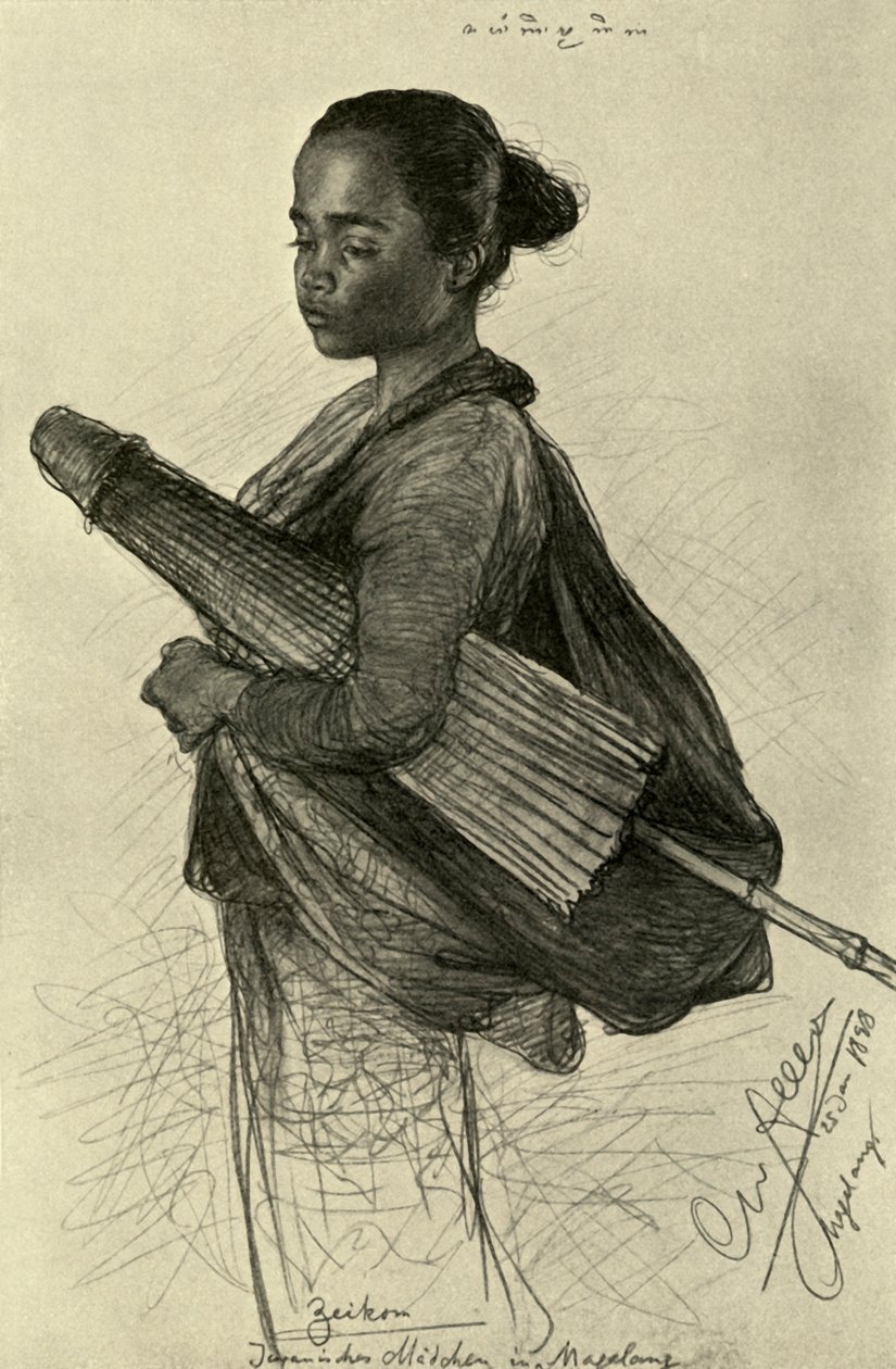 Ung kvinne med parasoll, Magalang, Java, 1898. av Christian Wilhelm Allers
