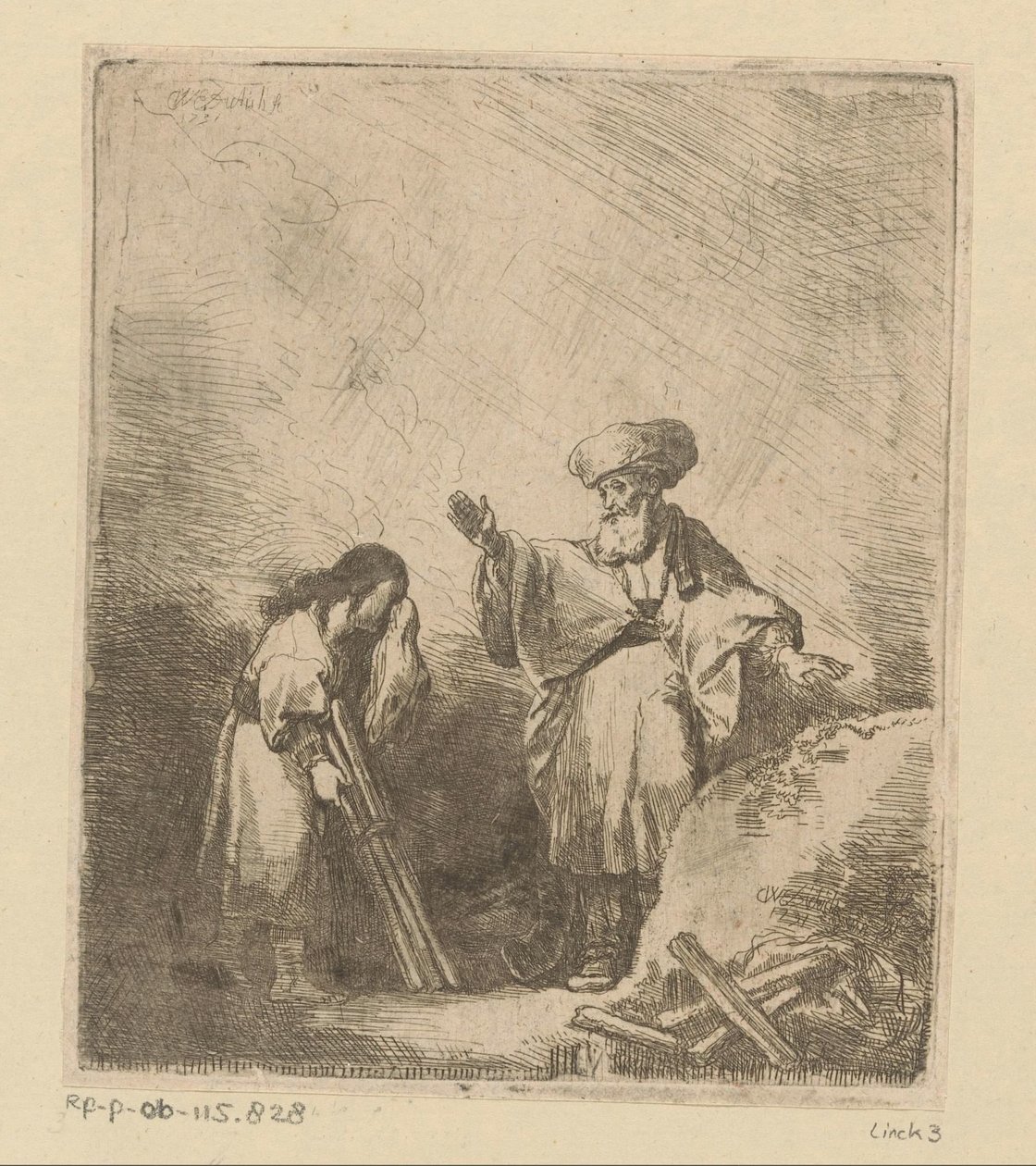 Abraham snakker til Isak før ofringen av Christian Wilhelm Ernst Dietrich
