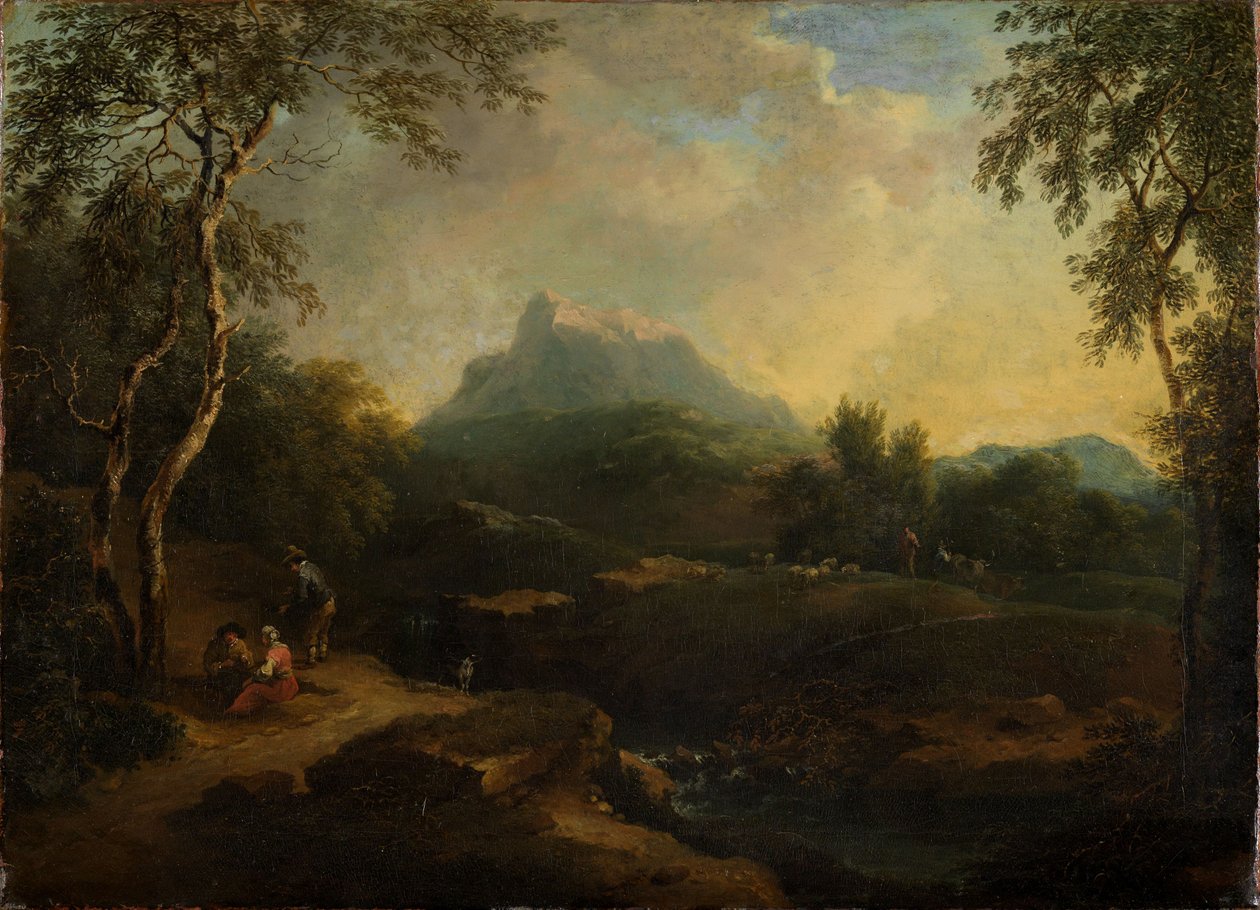 Fjellandskap med bekk av Christian Wilhelm Ernst Dietrich