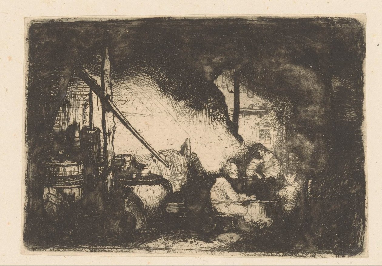 Tre figurer ved bordet av Christian Wilhelm Ernst Dietrich