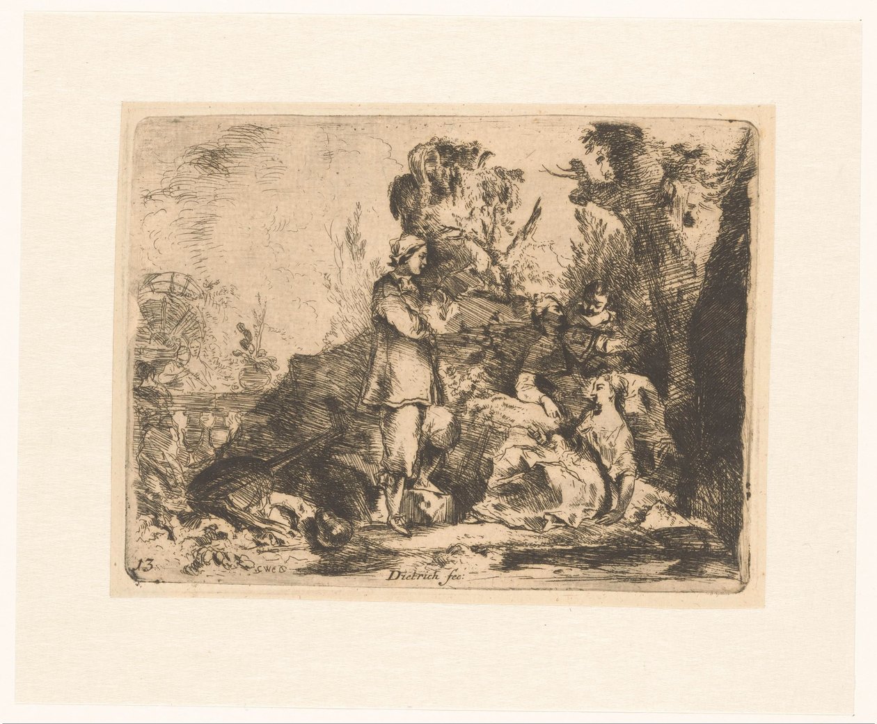 Et muntert selskap i en frodig hage av Christian Wilhelm Ernst Dietrich