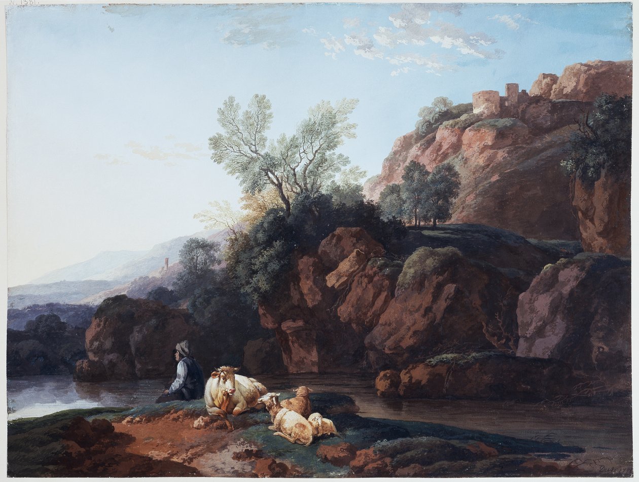 Steinete område ved en elv av Christian Wilhelm Ernst Dietrich