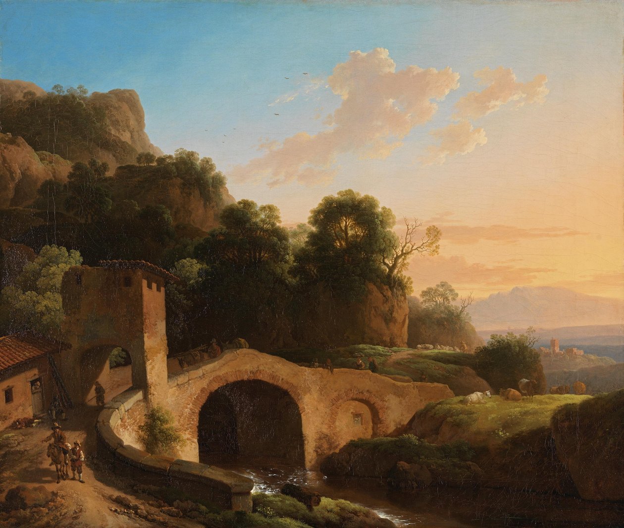 Italiensk landskap med buebro av Christian Wilhelm Ernst Dietrich