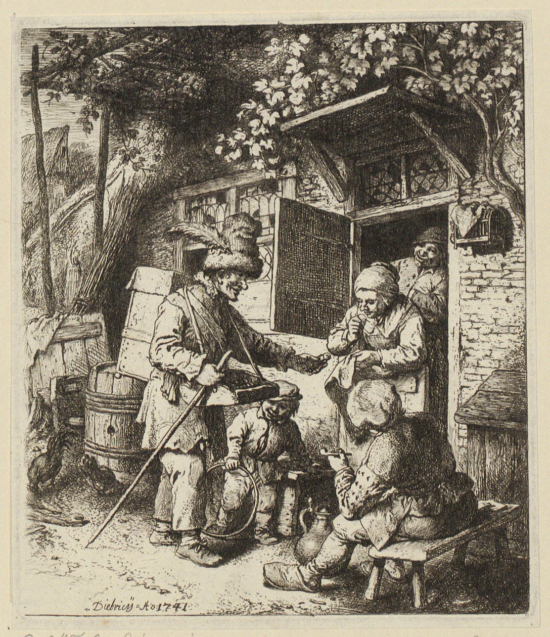Knebilde av en kvinne vendt mot høyre, hun holder en ring i høyre hånd av Christian Wilhelm Ernst Dietrich