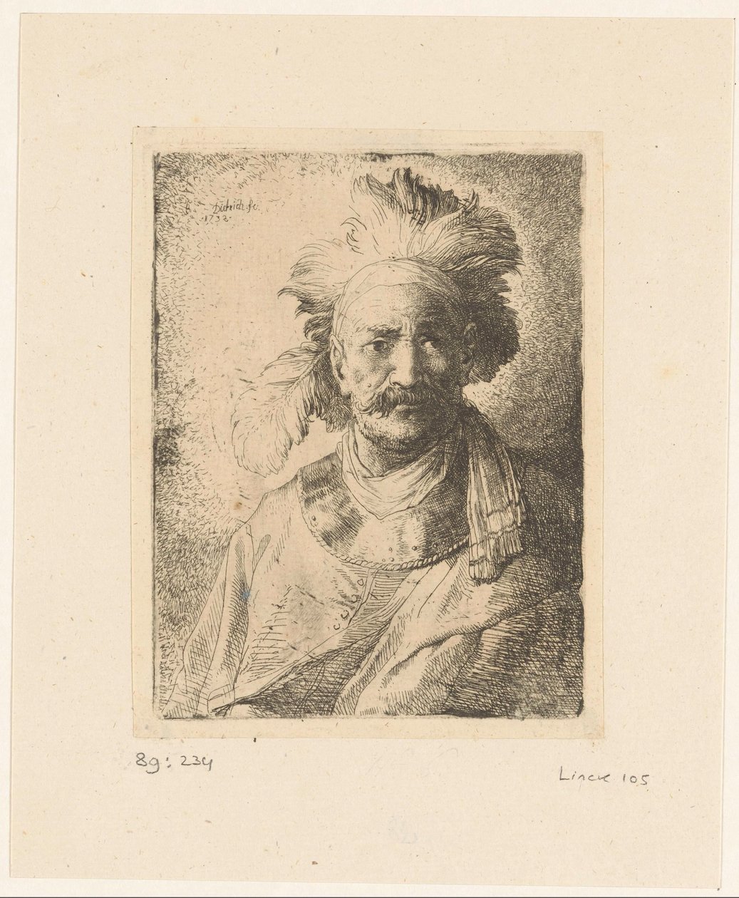 Gammel mann med fjær av Christian Wilhelm Ernst Dietrich