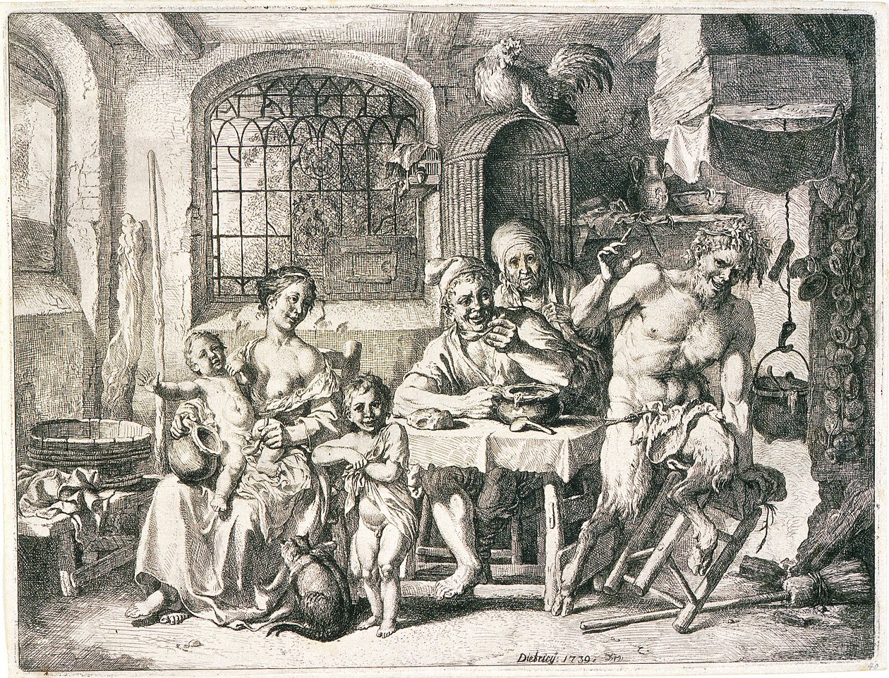 Satyr og bønder av Christian Wilhelm Ernst Dietrich