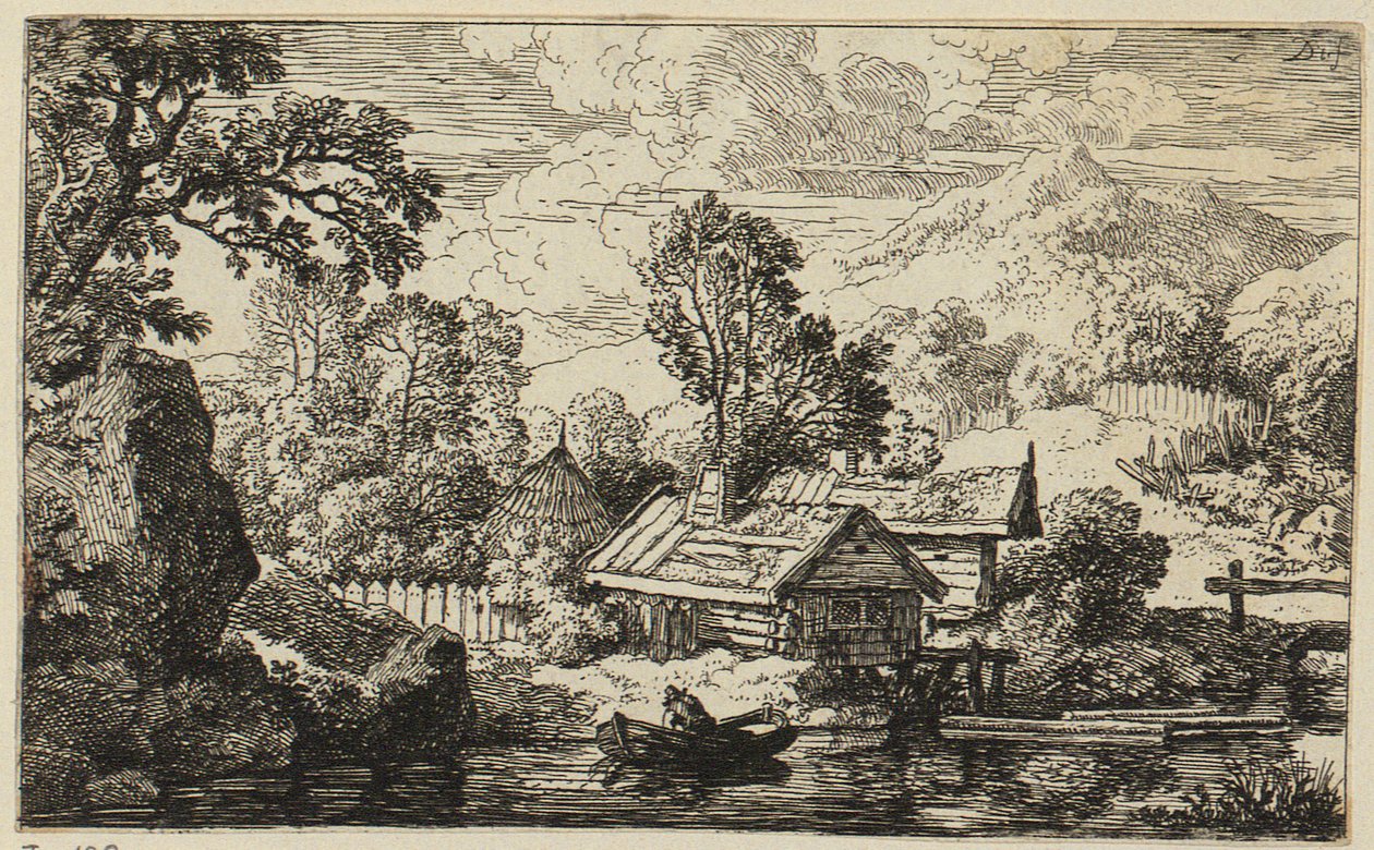 To trehus ved vannet av Christian Wilhelm Ernst Dietrich