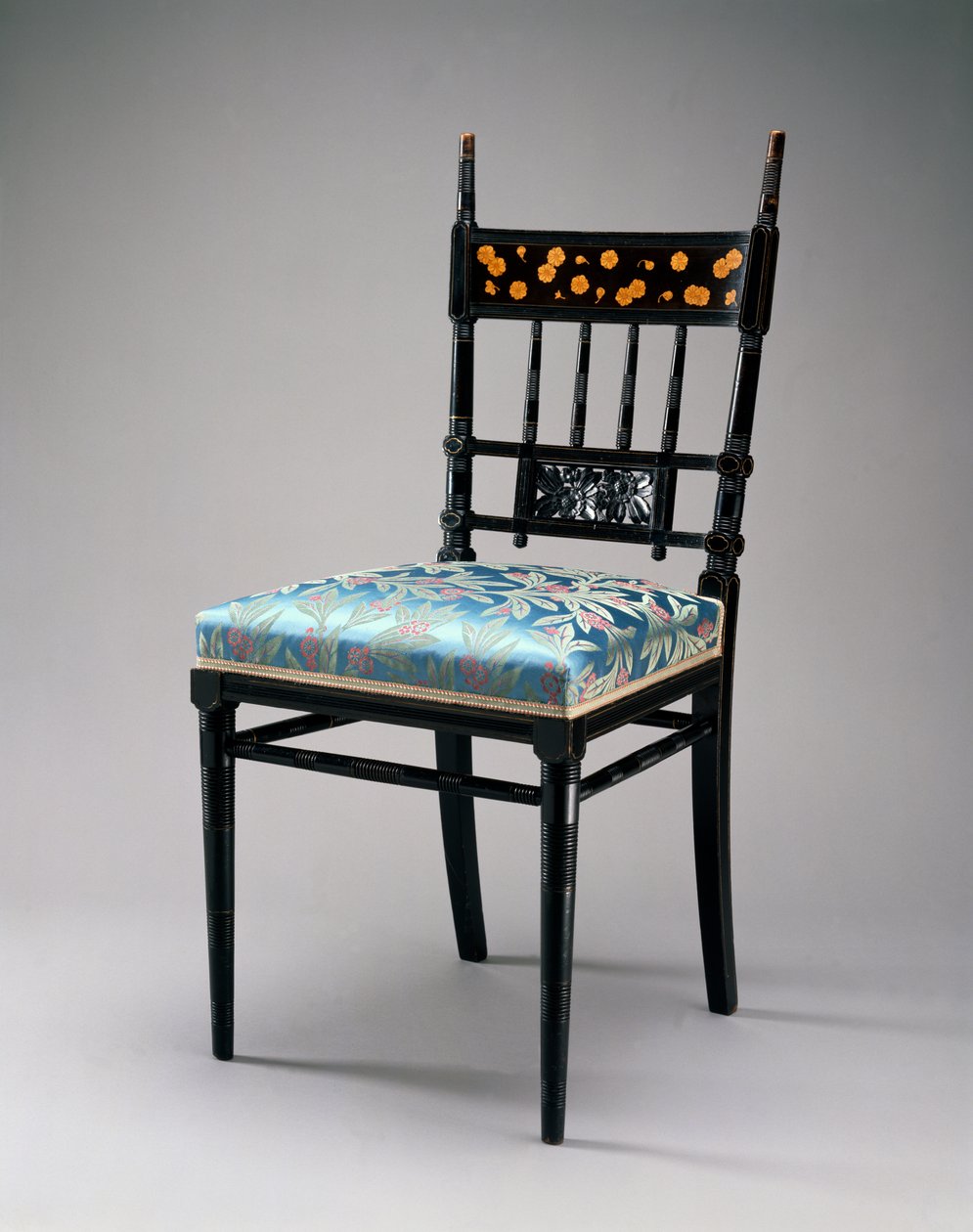 Sidestol, Herter Brothers Company, ca. 1876-79 (kirsebær, forgylt og møbeltrekk) av Christian and Gustave 1830 98 Herter