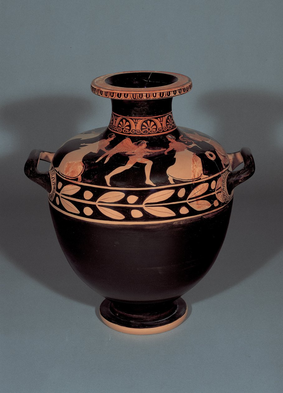 Attisk rødfigurshydria som viser Boreas som forfølger Oreithia, 440–430 f.Kr. (leire) av Christie Painter attr. to Christie Painter attr. to